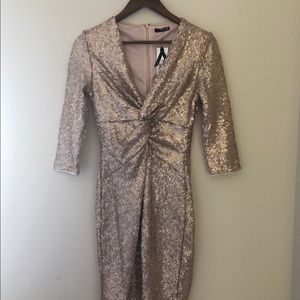 NWT TNFC London Rose Gold Sequined Dress Medium